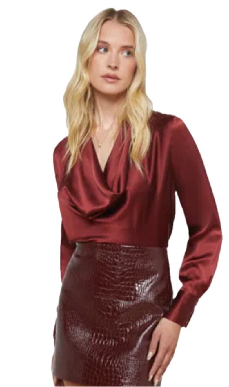L'Agence Lotus Silk Blouse In Syrah